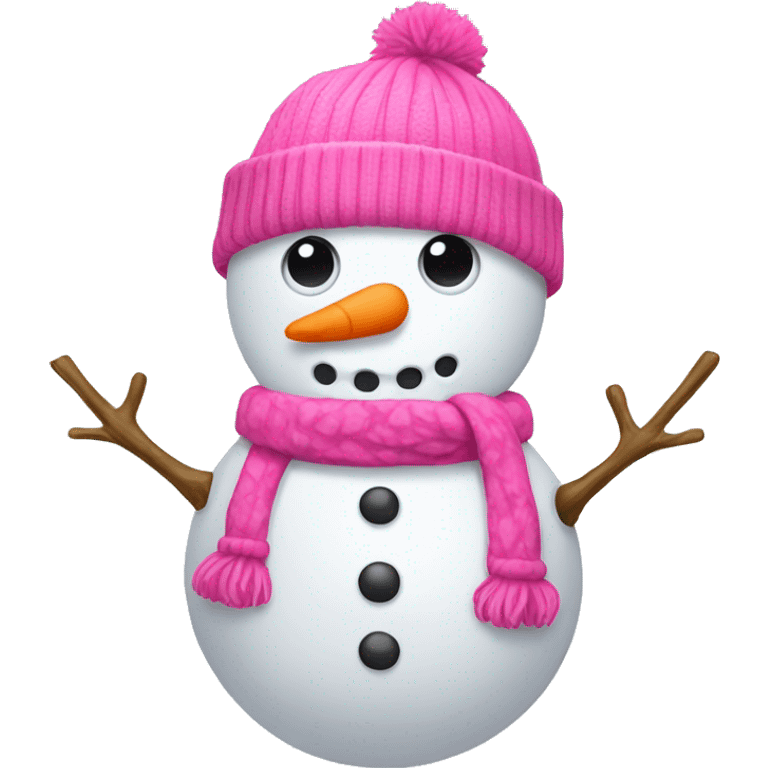 snowman with pink beanie  emoji