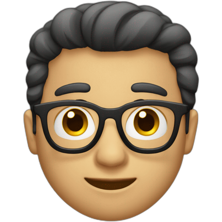 Cara Hombre con canas y pelo de punta con gafas rojas y negras emoji