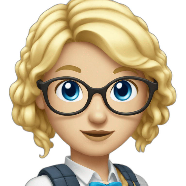 nerd girl with blue eyes and blonde hair with a tail emoji