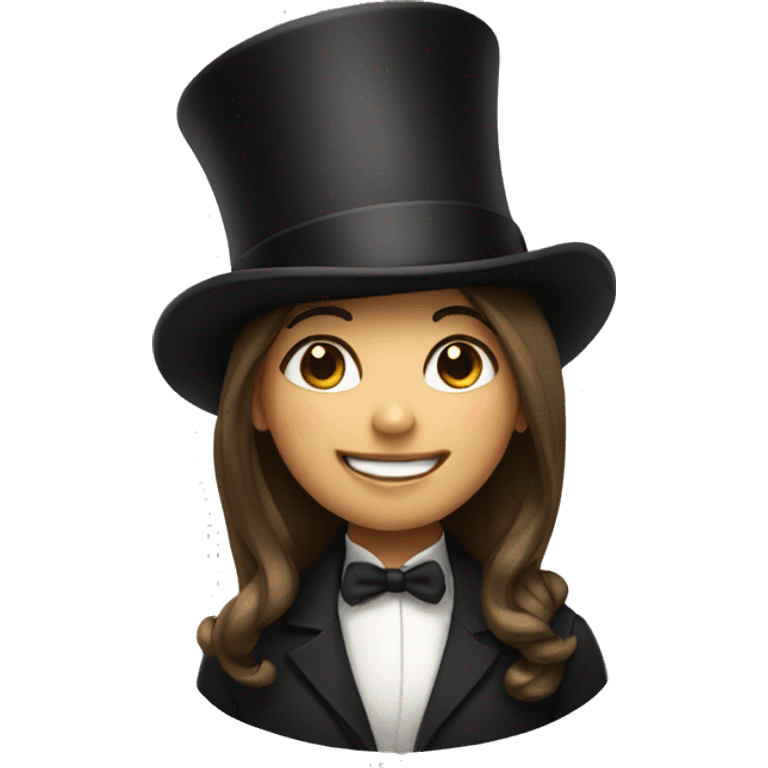 smiling girl in top hat emoji