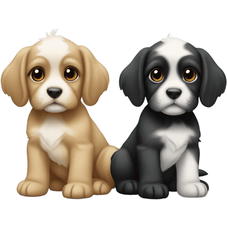 Two cavatzu puppies together tan and black emoji