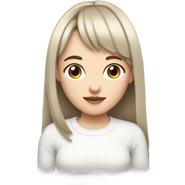 white brunette with bangs kawaii emoji