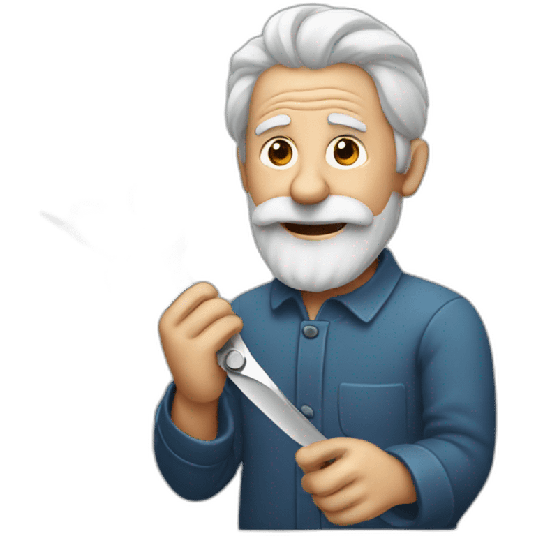 An old man with scissors emoji