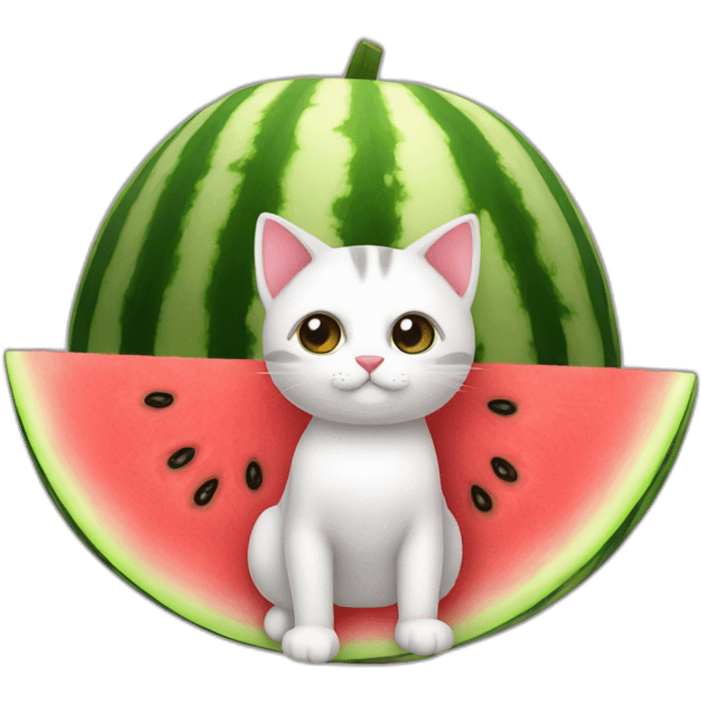 Watermelon cat meme emoji