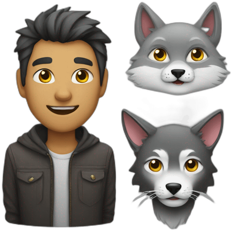 cat and wolf emoji