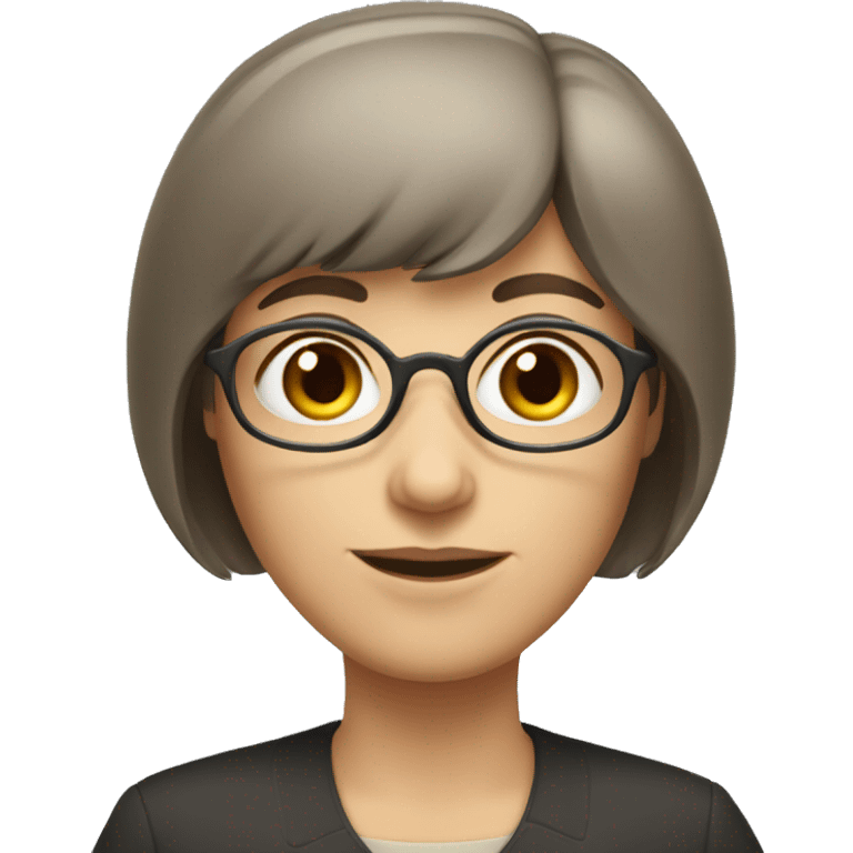 older girl teacher with straight short brown hair and bang emoji