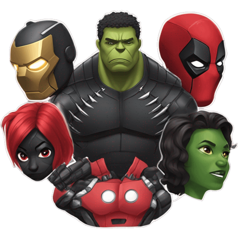 Black panther, hulk, deadpool, iron man, black widow emoji