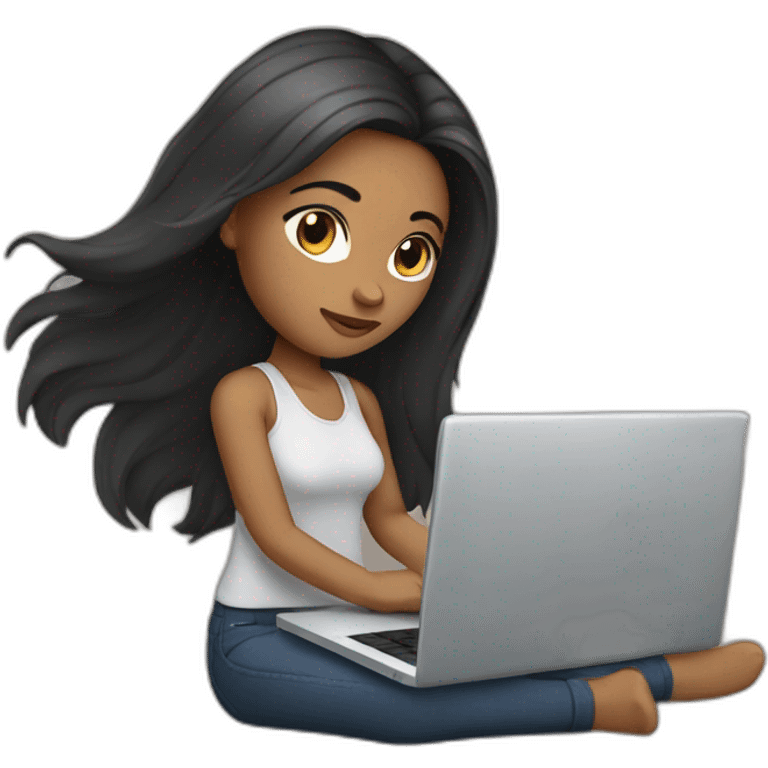 woman light brown skin long dark hair with laptop emoji