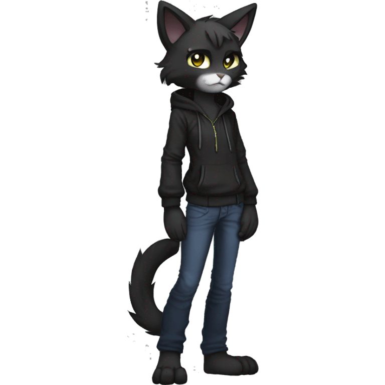 Anthro Dark Edgy Cool Shy Grumpy FurSona Cat Fakemon Full Body emoji