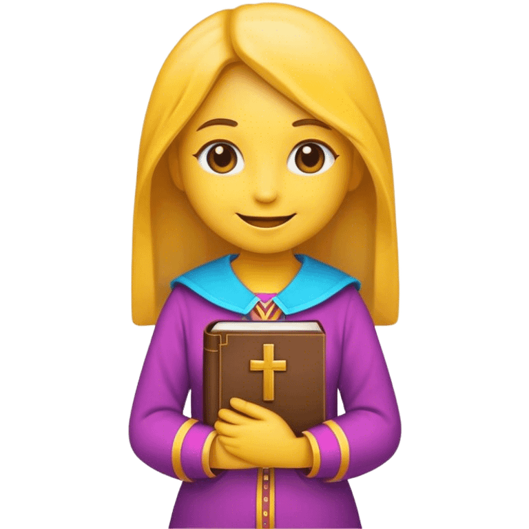 GIRL EMOJI SMILEY FACE WITH BIBLE AND COLORFUL OUTFIT emoji