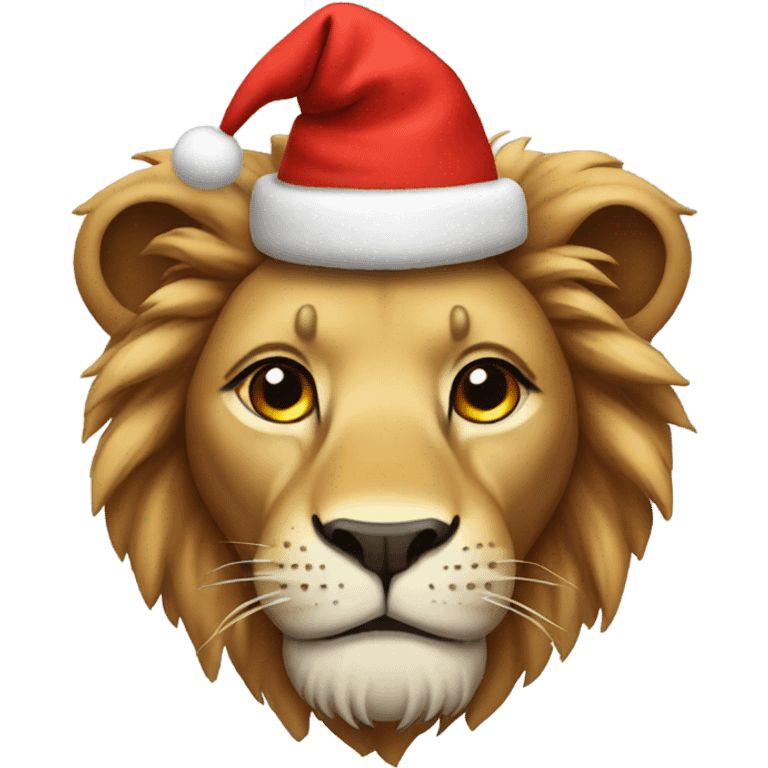 Lion wearing Christmas hat  emoji