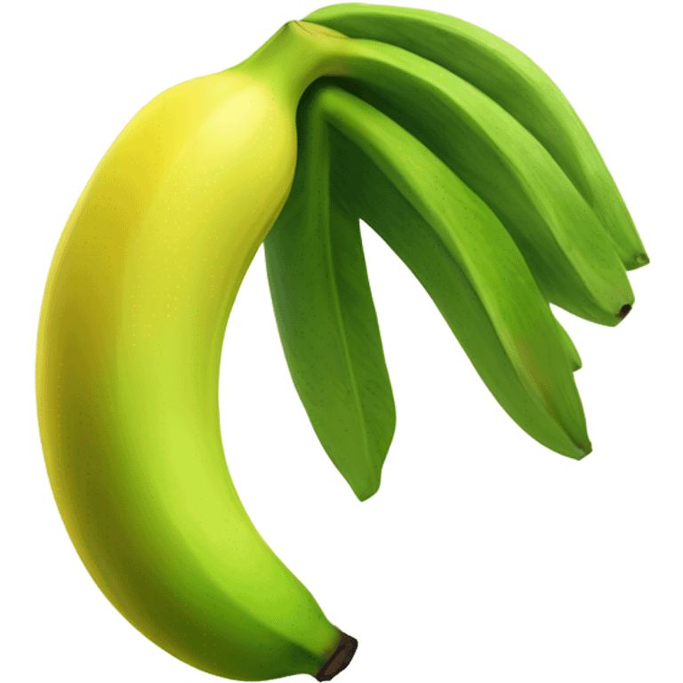 Create a semi-ripe banana emoji with green and yellow transitions, showing growth and progress. Keep the design dynamic with soft shading. emoji