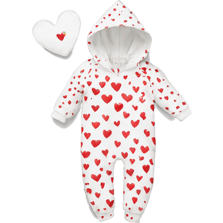 white and red heart romper for newborns emoji