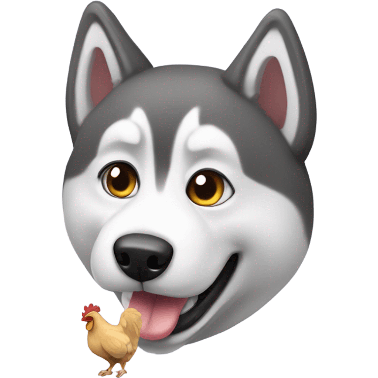 husky dog with chicken toy  emoji