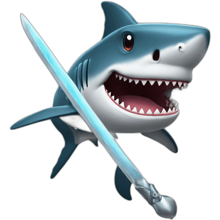 a shark with a medievial sword emoji