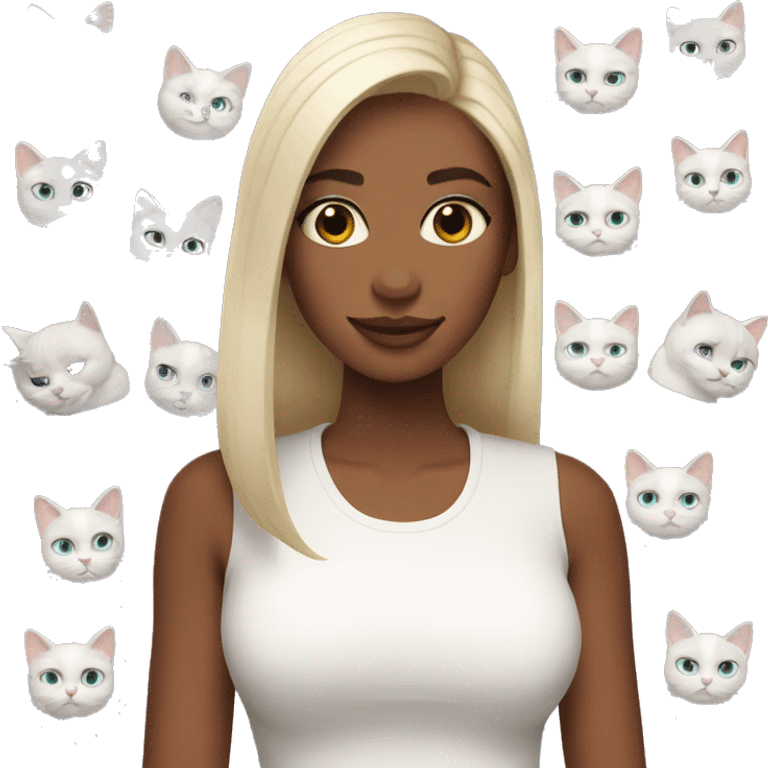 gigi with white cats  emoji