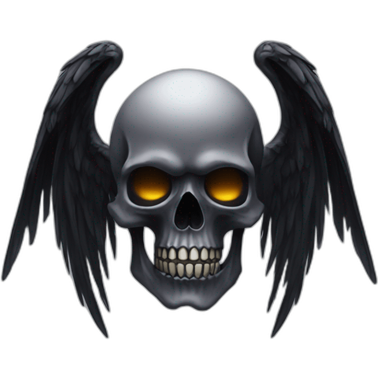 goth skull with big wings emoji