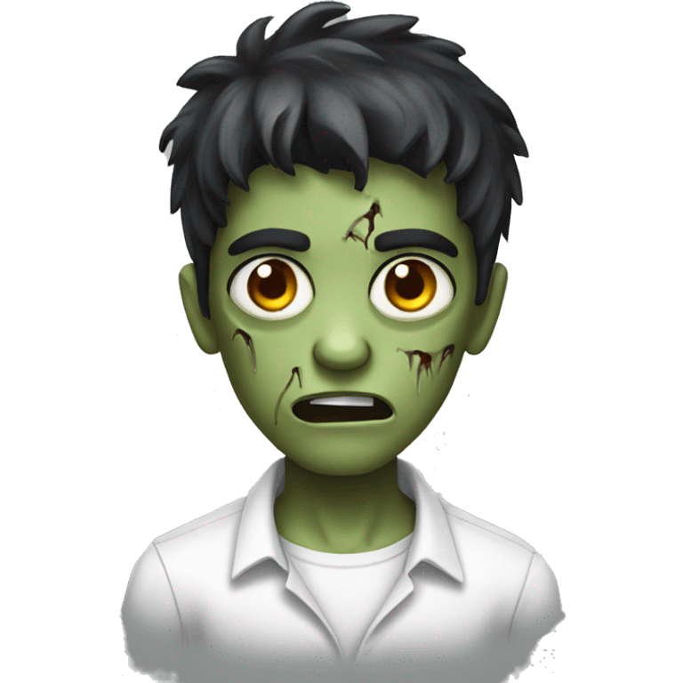 boy zombie with dark hair and white shirt emoji