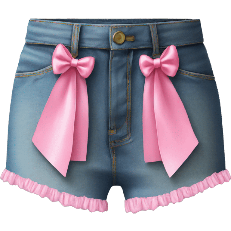 jorts with pink bows on pockets emoji