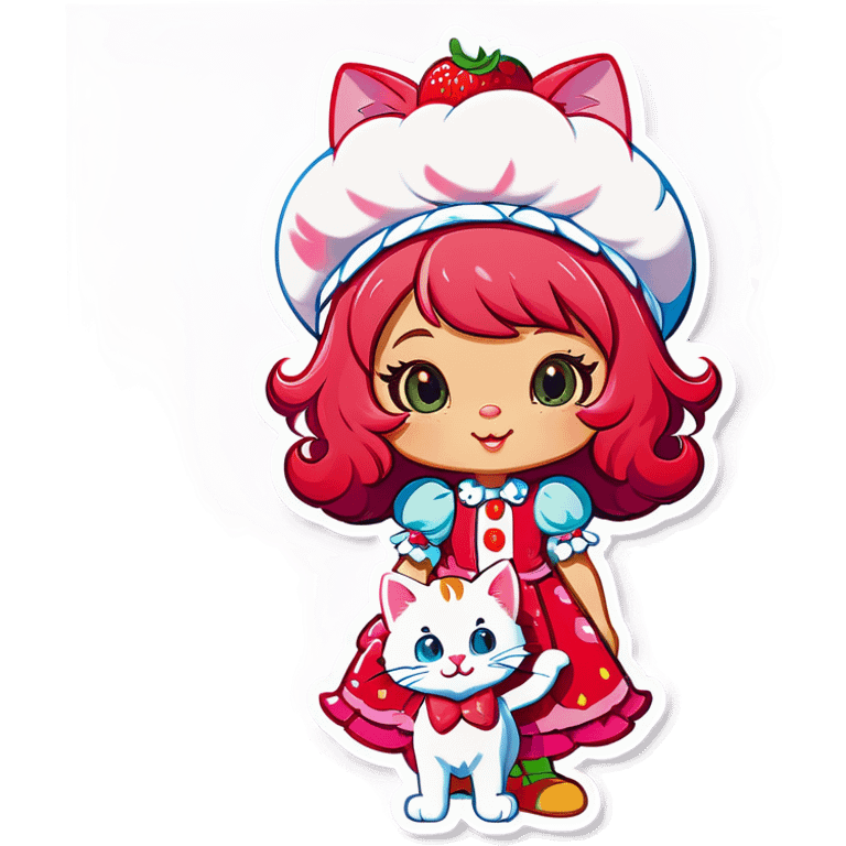 Strawberry shortcake with a cat emoji