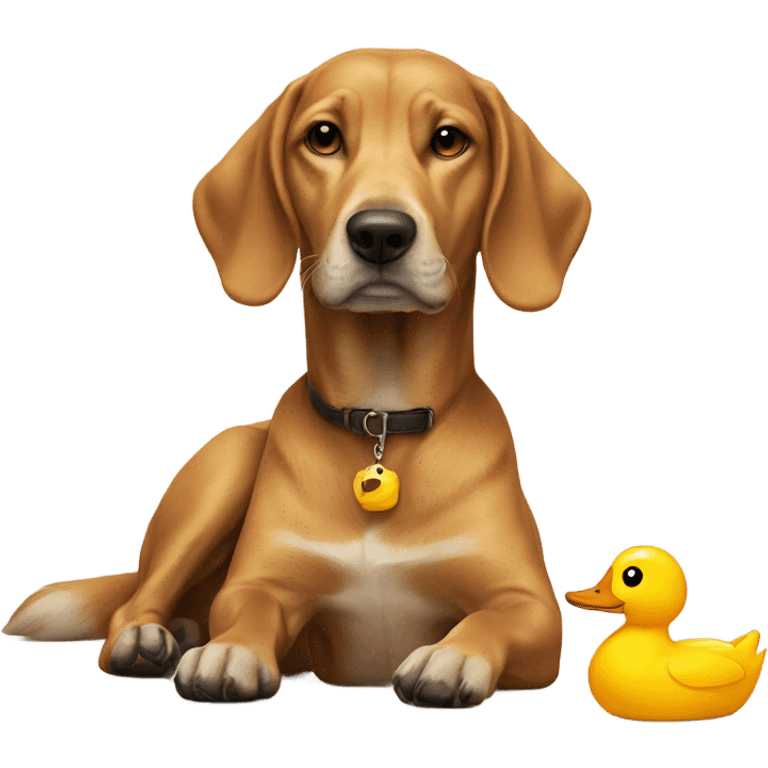 Dog laying on duck emoji