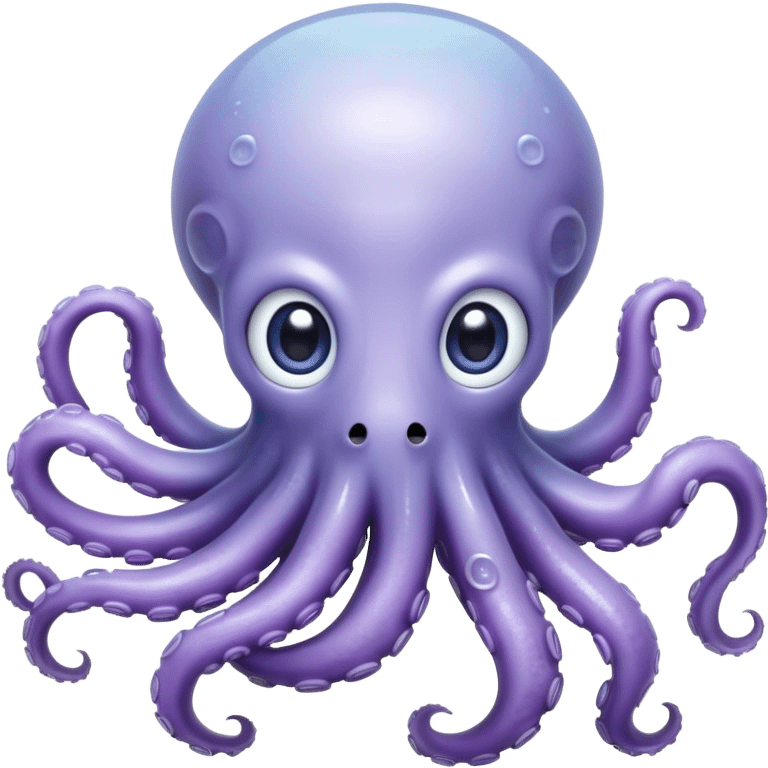 Cinematic Noble Baby Octopus Portrait Emoji, Poised and graceful, with a soft, rounded, slightly translucent body in a dreamy light blue-purple hue, large, glistening eyes full of quiet intelligence and mystery, delicate, flowing tentacles curling gently, Simplified yet sophisticated features, highly detailed, glowing with a soft, ethereal oceanic radiance, high shine, elegant and serene, stylized with an air of deep-sea wonder, focused and tranquil, soft glowing outline, capturing the essence of an otherworldly, intelligent little cephalopod, floating effortlessly in the gentle ocean currents! emoji