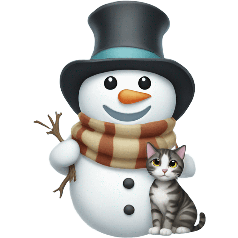 Snowman holding a cat emoji