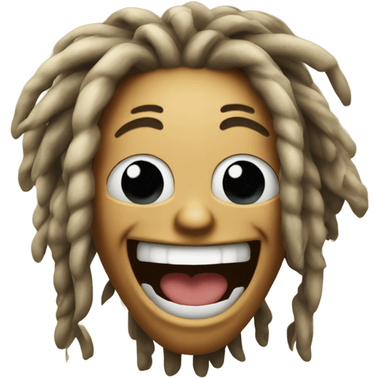 Laughing emoji with twisted dreadlocks emoji