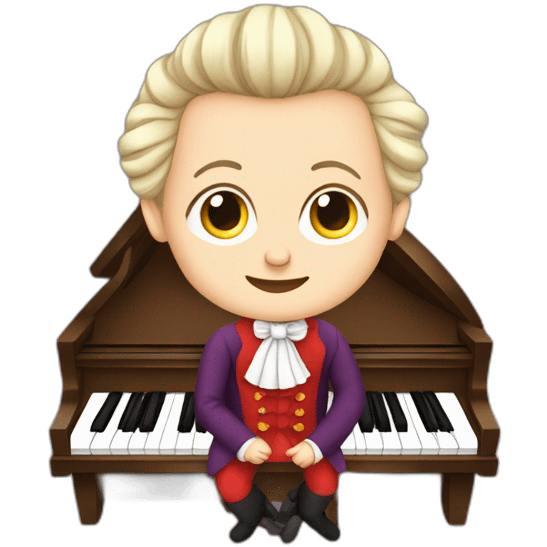 mozart in the age of five sitting on a piano emoji