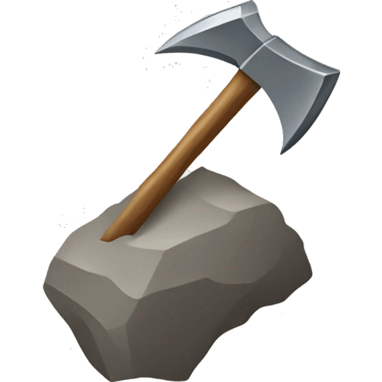 a pickaxe into a stone emoji