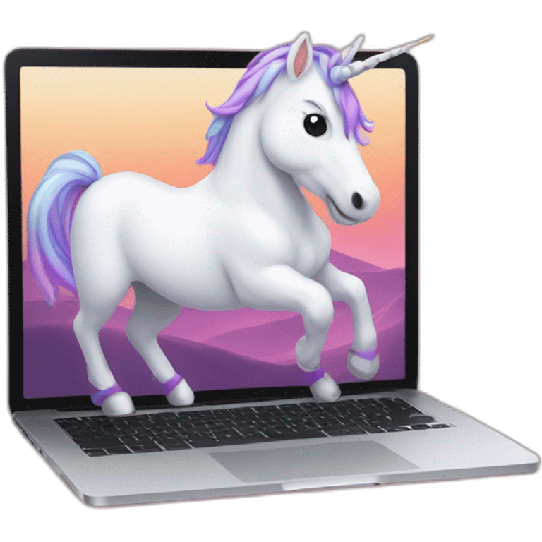 Unicorn typping on a Macbook Air M1 emoji