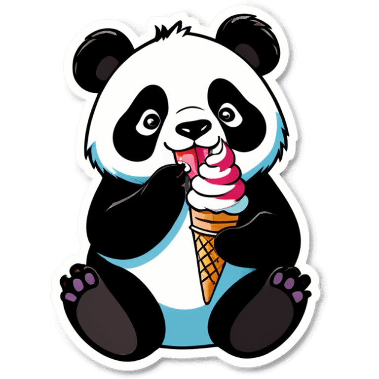 Panda eating ice cream emoji