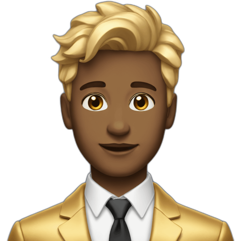 Posh-boy-with-golden-suit-and-blue-eyes-and-rainbow-unicorn-hair emoji