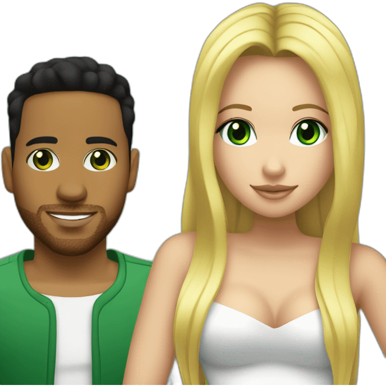 Romeo Santos and blond girl amd green eyes emoji