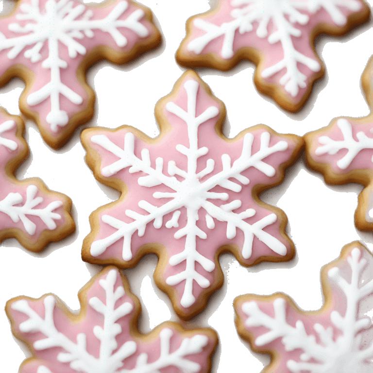 Light Pink and white snowflake Christmas cookies emoji