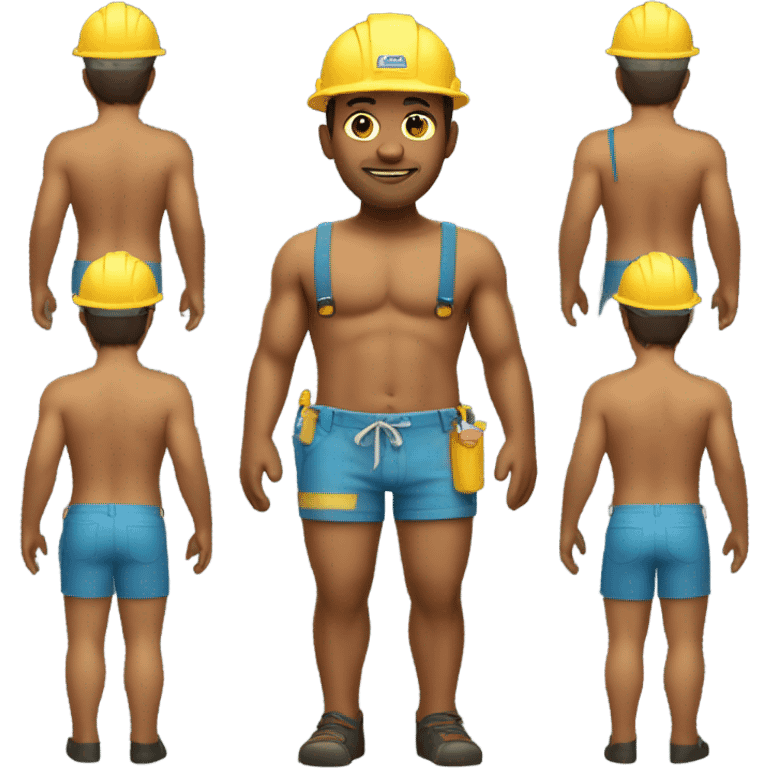 Construction worker wearing bathing suit emoji