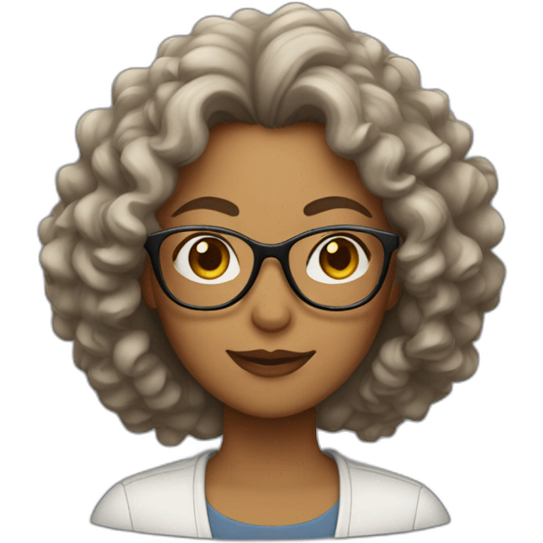 mother with long curly hair and glasses emoji