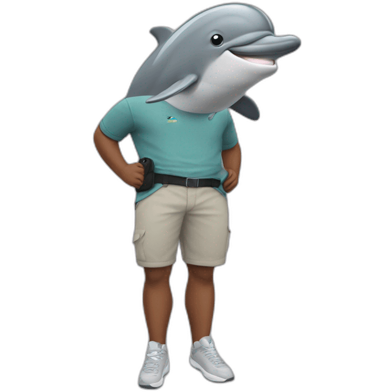 dolphin grays in a fanny pack emoji