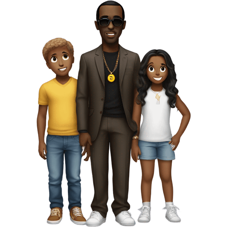 P Diddy standing beside kids emoji