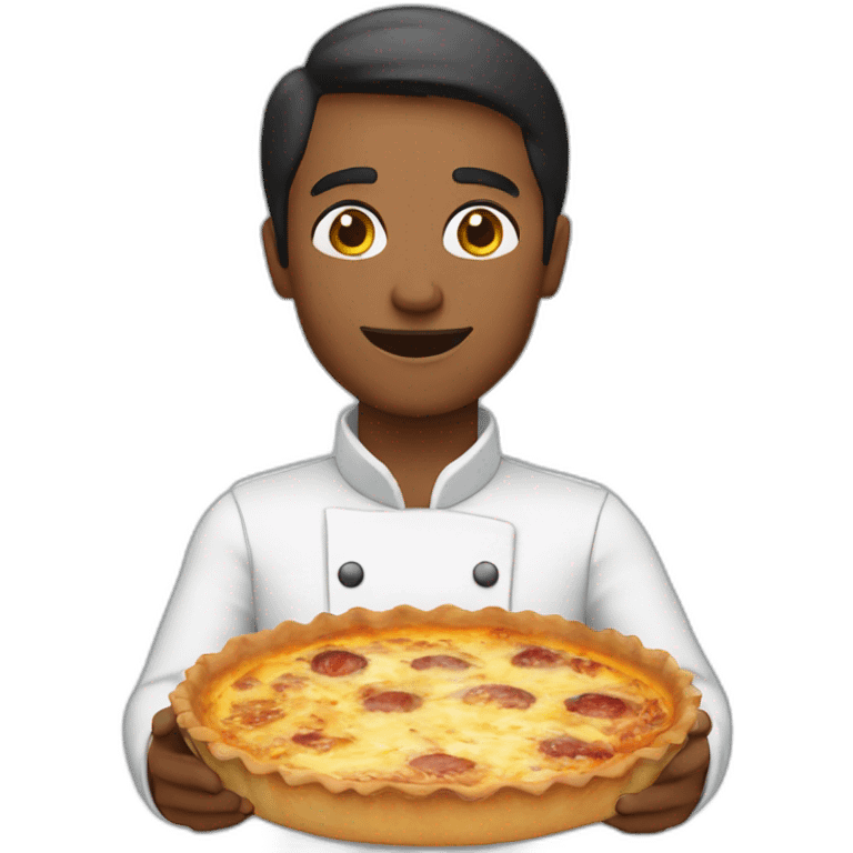 Holding a quiche Lorraine emoji