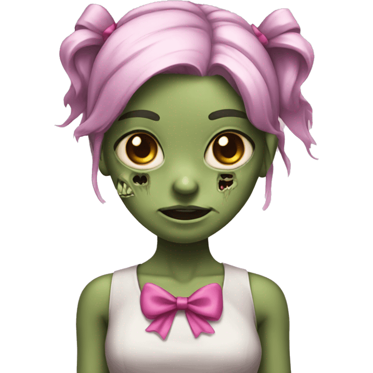 girl zombie wearing pink bow emoji