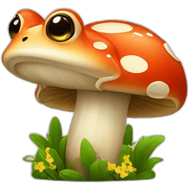 mushroom frog with flowers emoji