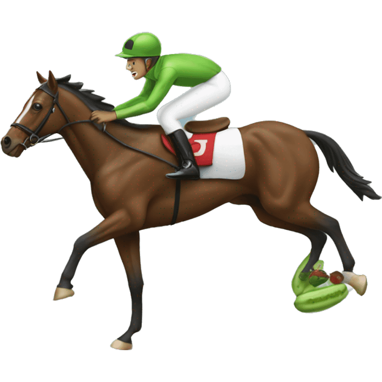 Jockey riding a pickle emoji