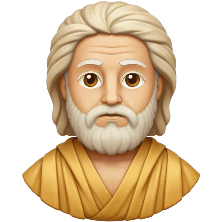 Cinematic Realistic Plato Portrait Emoji, depicted as a wise ancient philosopher with a contemplative expression in classical robes, rendered with soft textures and timeless serene lighting that captures his intellectual legacy. emoji