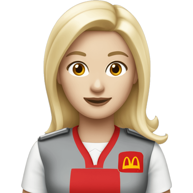 White girl blonde hair in McDonald’s UK uniform emoji