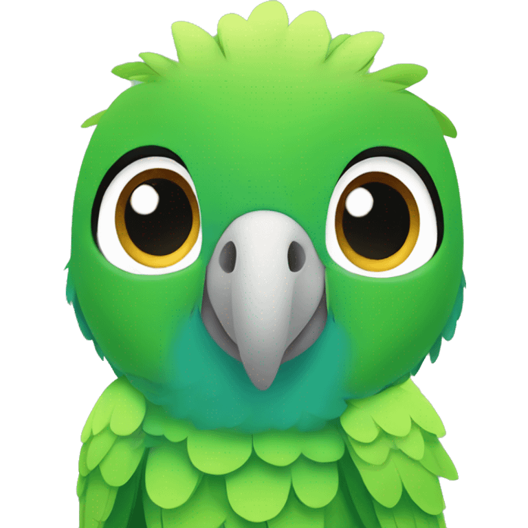 The front face of a baby Amazon parrot in Japanese animation style emoji