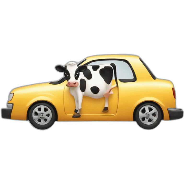 A car with a cow  emoji