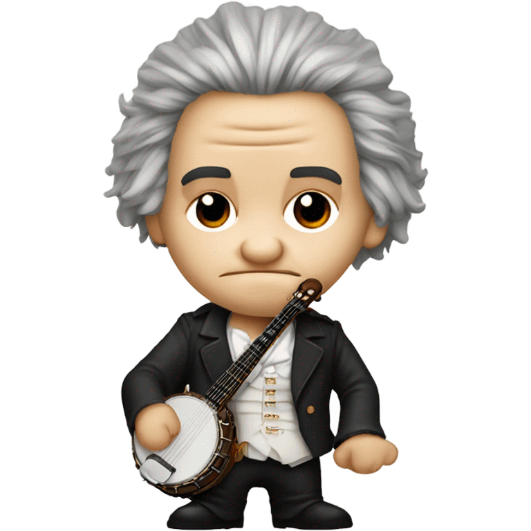 Ludwig Beethoven chibi wig standing old angry 5-string banjo emoji