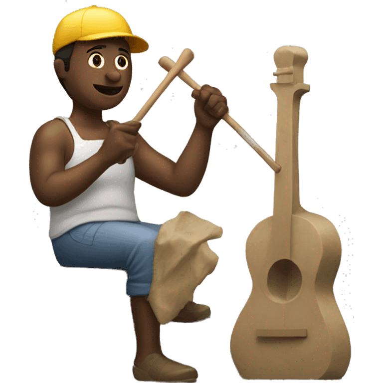 Man sculpting big statue with instruments emoji