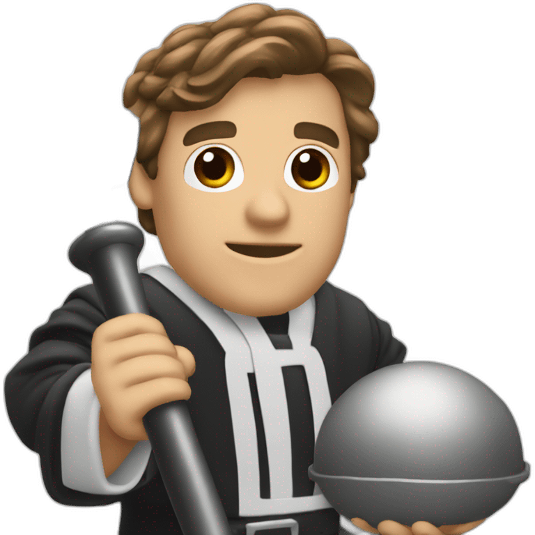 male judge holding a small woodden hammer emoji